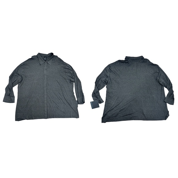 NORMA KAMALI DARK GRAY OVERSIZED BOYFRIEND NK SHIRT - NWT - Picture 14 of 16